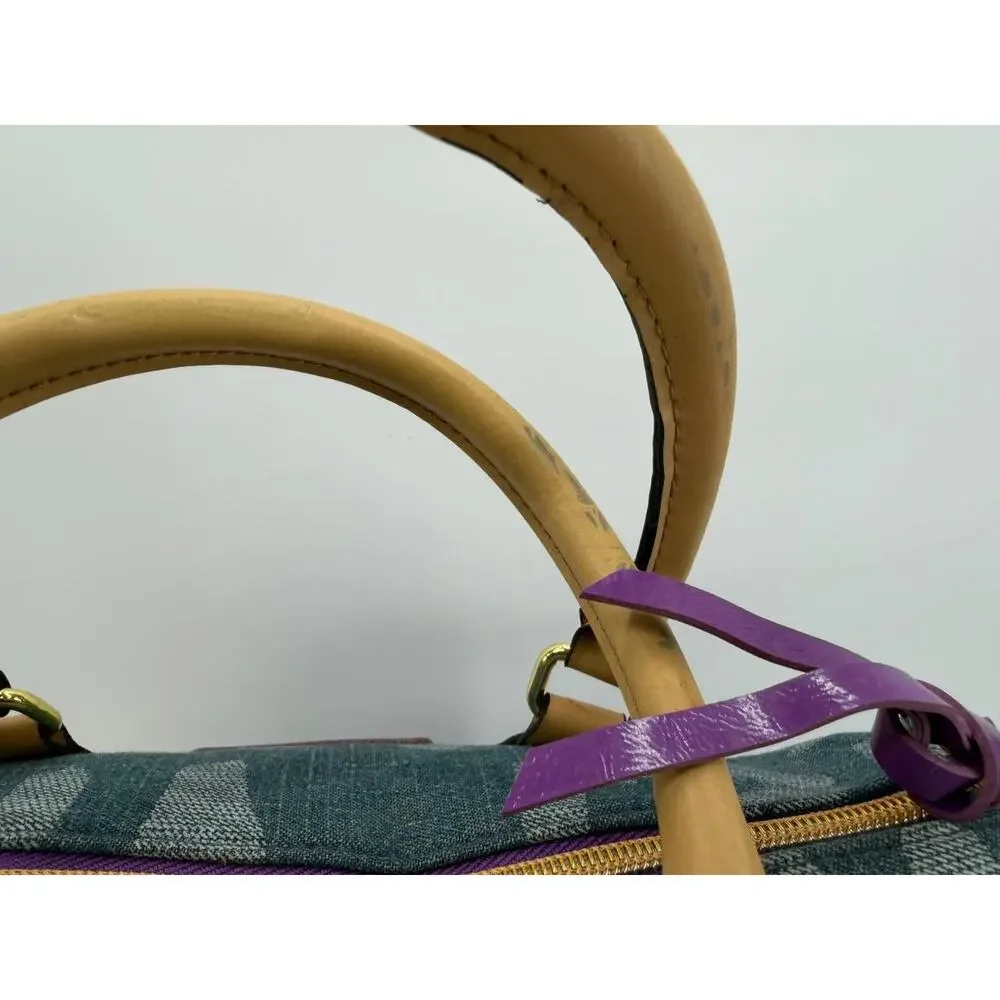 Victoria's Secret Love Spell Denim Logo Satchel Handbag Blue Purple